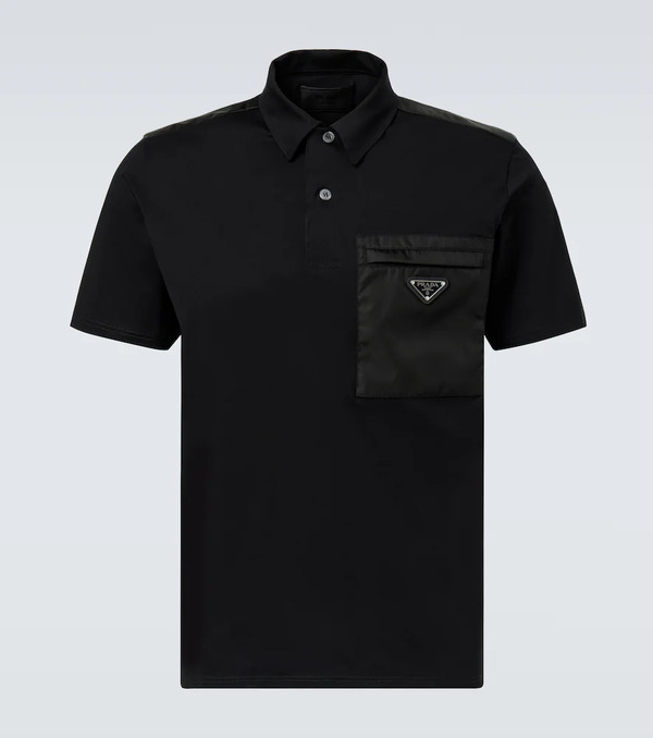  Prada Prada Re-nylon Cotton-blend Polo Shirt 