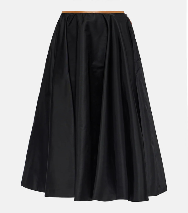  Prada Prada Re-nylon Leather-trimmed Midi Skirt 