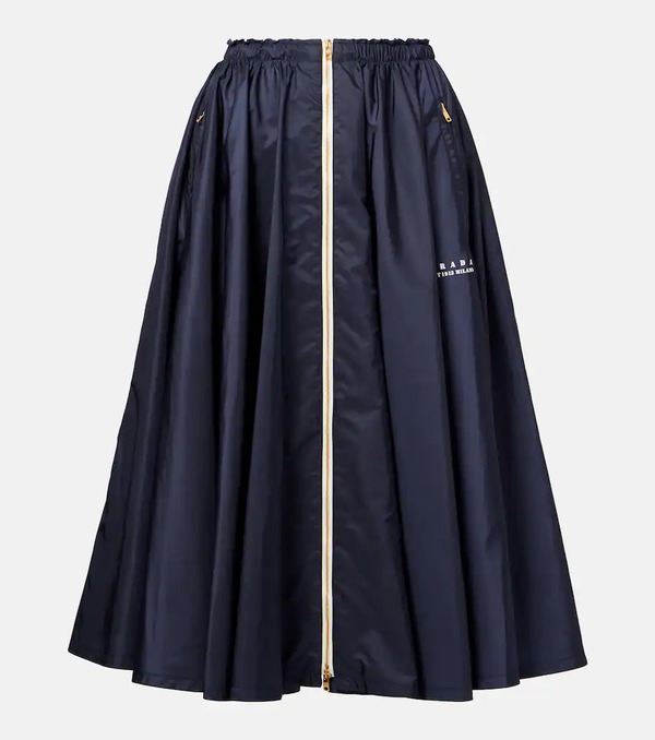  Prada Prada Re-nylon Zip-up Midi Skirt 