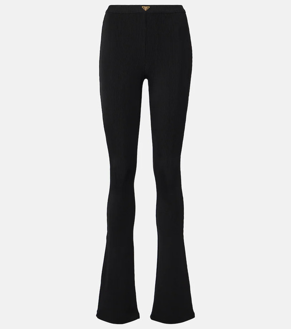  Prada Prada Ribbed-knit Jersey Flared Pants 