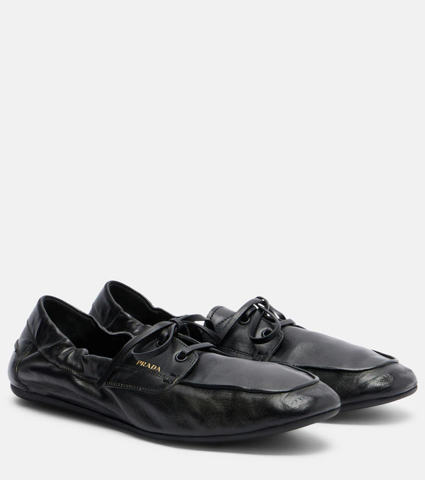  Prada Prada Shuffle Leather Boat Shoes 