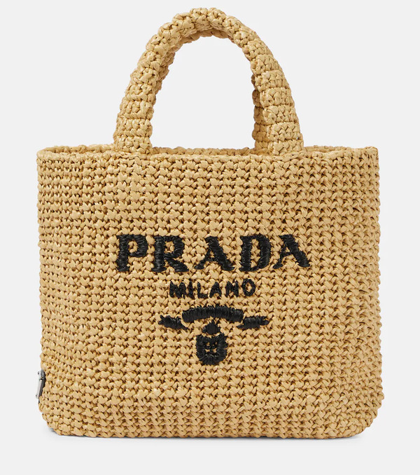  Prada Prada Small Crochet Raffia-effect Shopper 