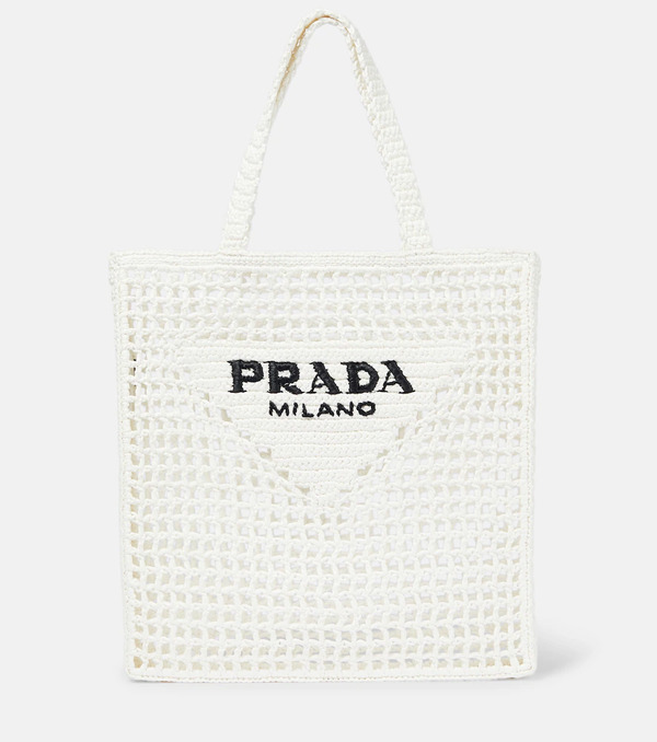  Prada Prada Small Raffia-effect Crochet Shopper 