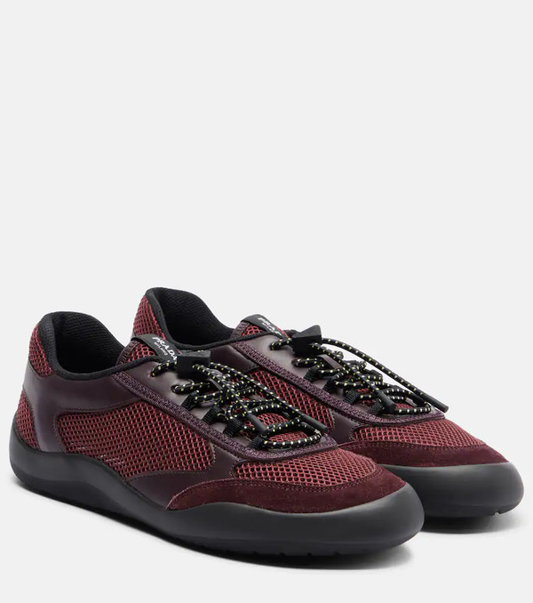  Prada Prada Speedrock Leather-trimmed Sneakers 