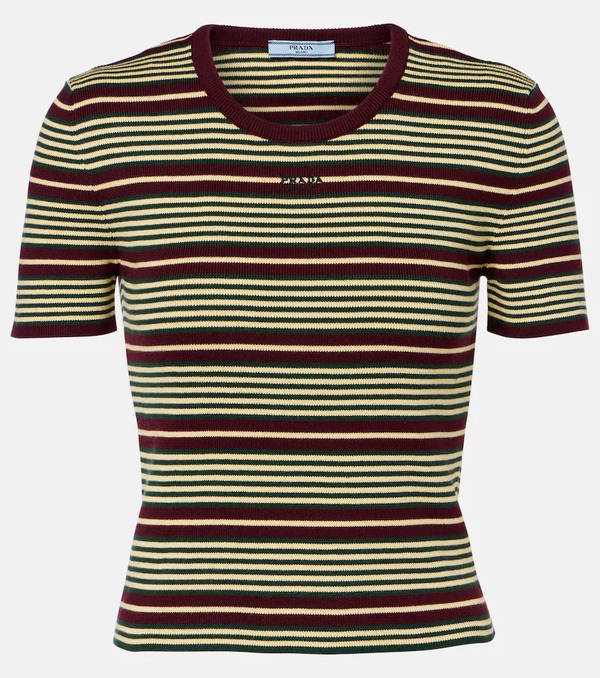  Prada Prada Striped Cotton-blend T-shirt 