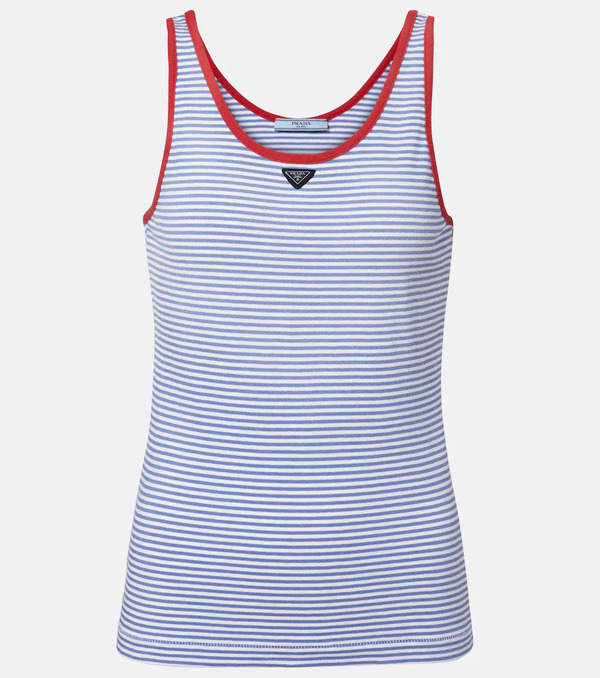  Prada Prada Striped Cotton Jersey Tank Top 