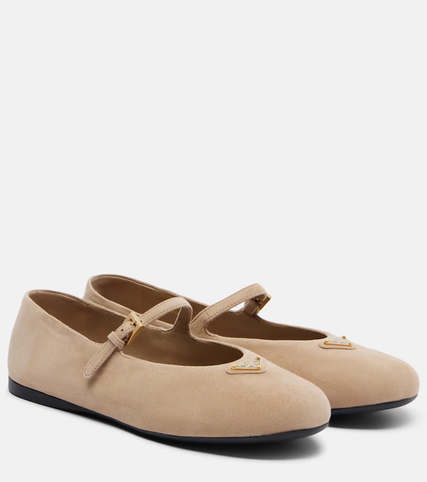  Prada Prada Suede Mary Jane Flats 