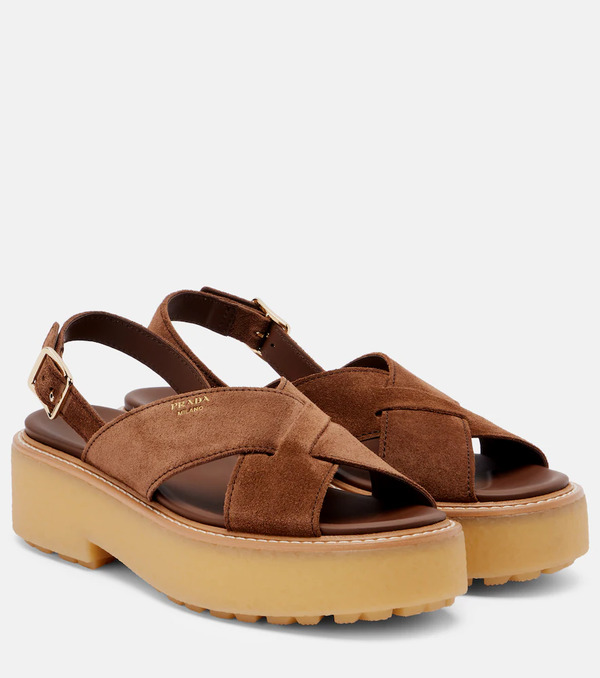  Prada Prada Suede Platform Sandals 
