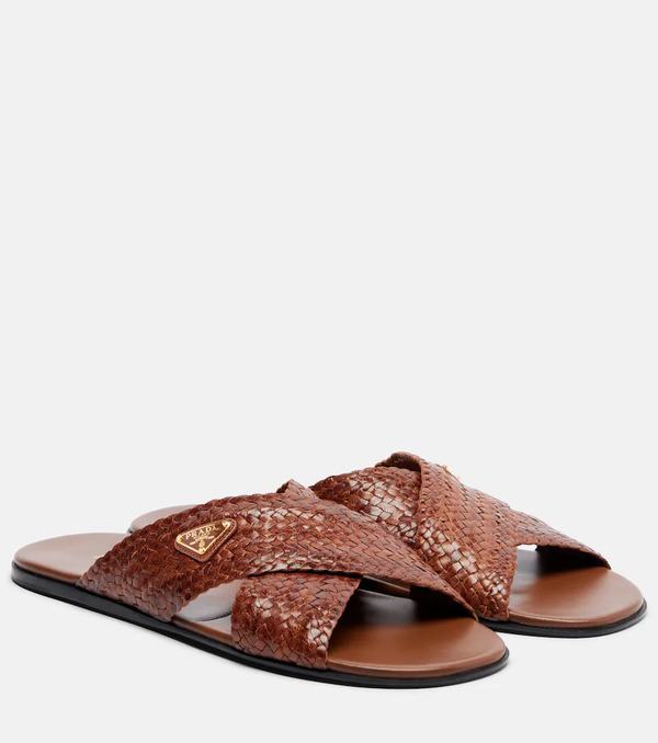  Prada Prada Woven Leather Slides 