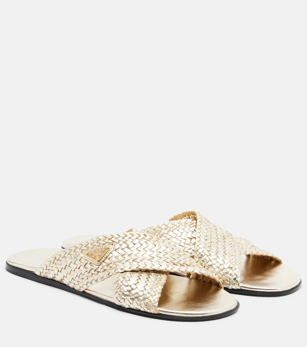  Prada Prada Woven Leather Slides 