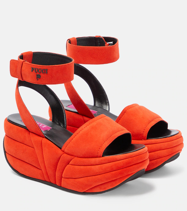  Pucci Pucci Pucciami Suede Wedge Platform Sandals 