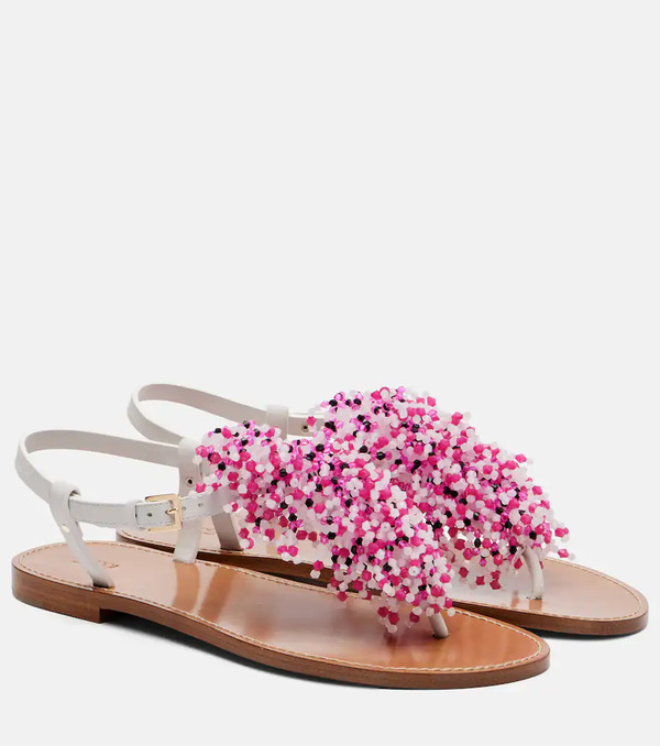  Pucci Pucci Embroidery Beaded Leather Sandals 