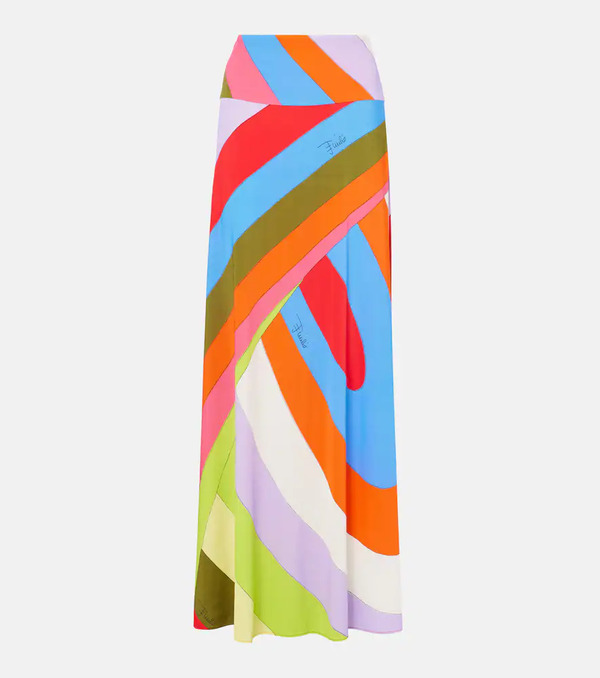  Pucci Pucci Iride Jersey Satin Maxi Skirt 