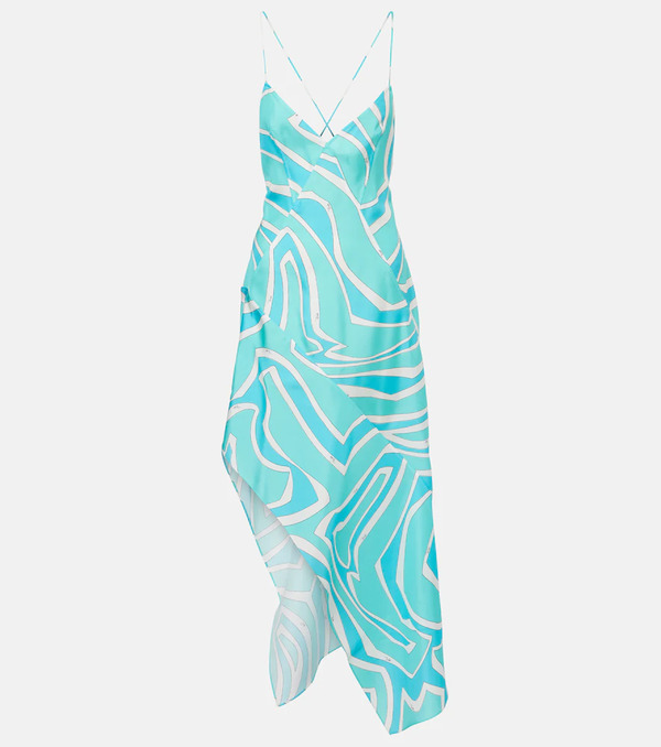  Pucci Pucci Labirinto Silk Twill Midi Dress 