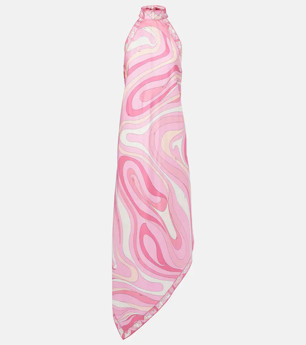  Pucci Pucci Marmo Asymmetric Silk Maxi Dress 