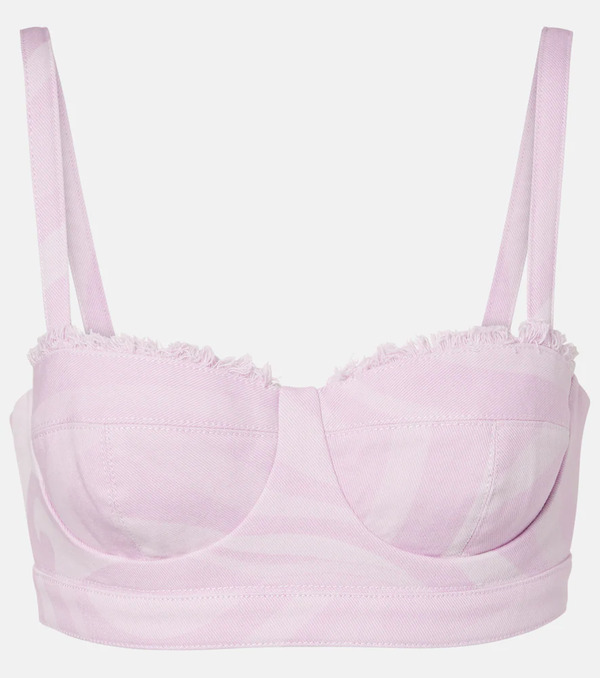  Pucci Pucci Marmo Distressed Denim Bra Top 