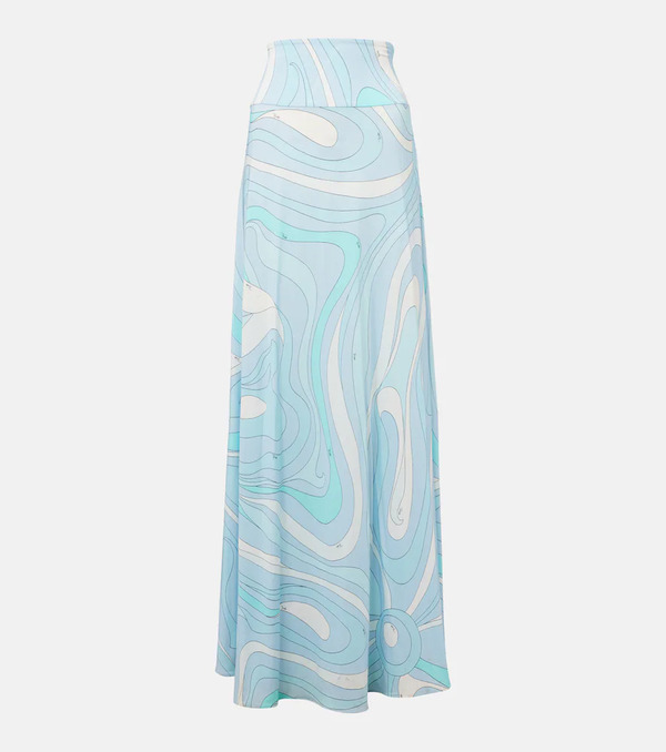  Pucci Pucci Marmo High-rise Satin Jersey Maxi Skirt 