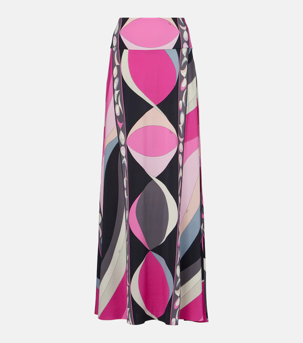  Pucci Pucci Marmo Jersey Satin Maxi Skirt 