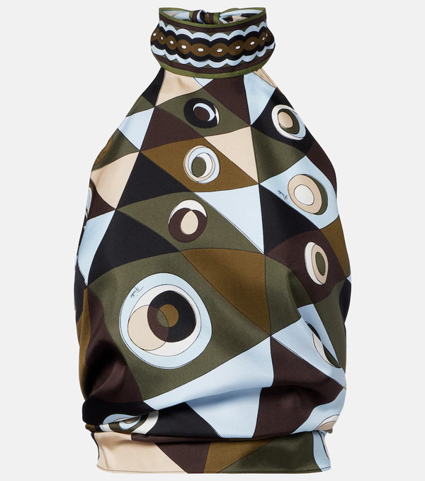  Pucci Pucci Occhi Halterneck Open-back Silk Twill Top 