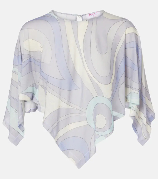  Pucci Pucci Orchidee Asymmetric Wool-blend Crop Top 