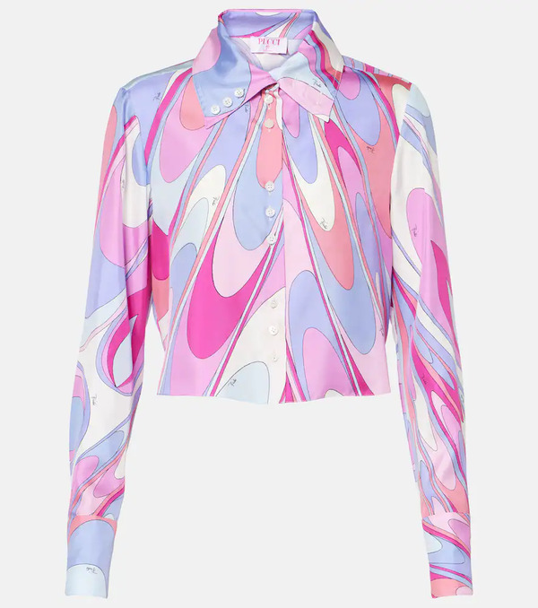  Pucci Pucci Printed Cropped Silk Twill Shirt 