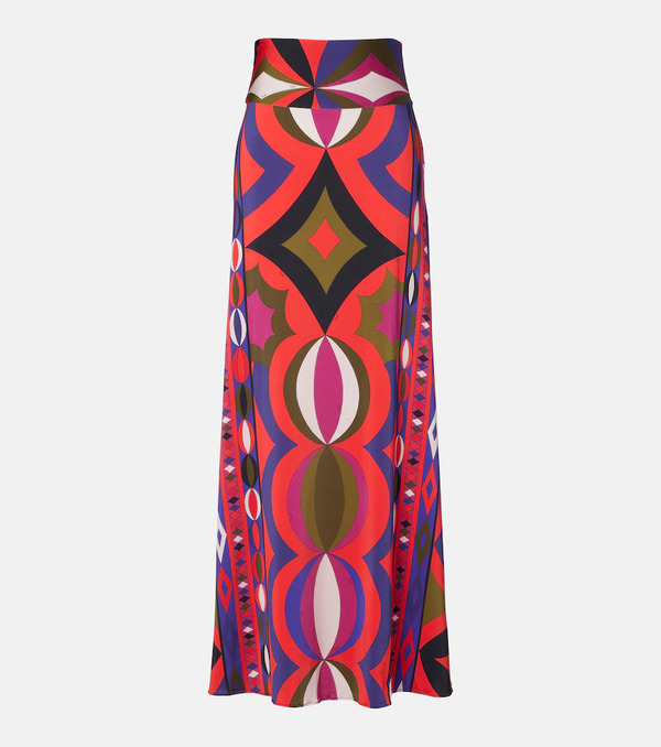  Pucci Pucci Printed Jersey Satin Maxi Skirt 