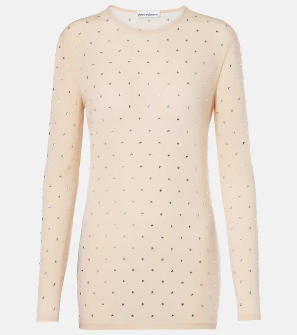  Rabanne Rabanne Crystal-embellished Semi-sheer Top 