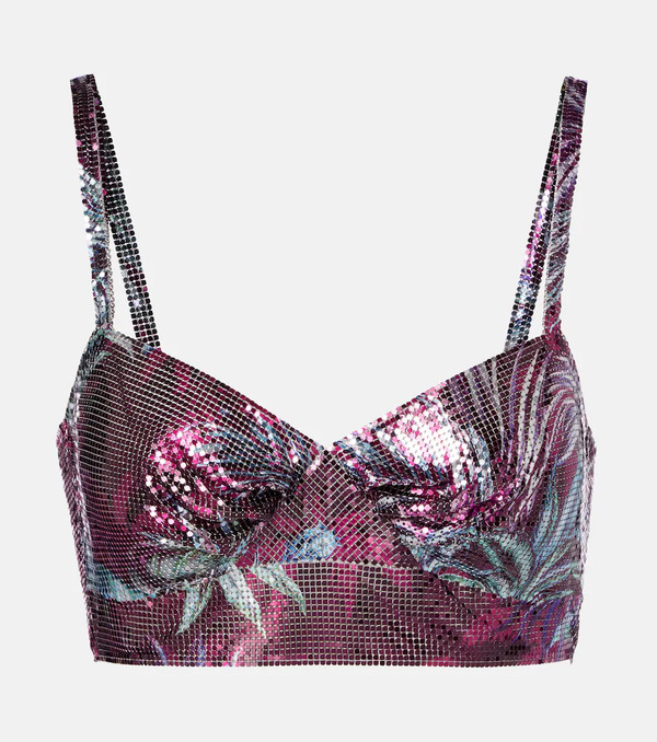  Rabanne Rabanne Floral Chainmail Crop Top 