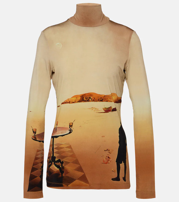  Rabanne Rabanne Printed Jersey Turtleneck Top 