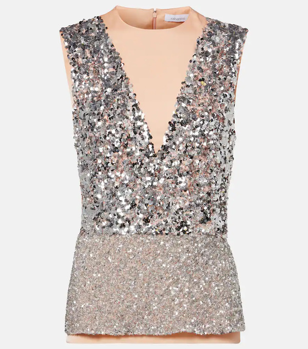  Rabanne Rabanne Sequined Jersey Top 