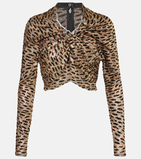  Rabanne Rabanne Tiger-print Metallic Top 