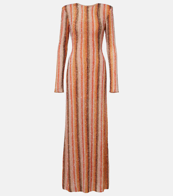 Rachel Gilbert Rachel Gilbert Isadora Sequined Striped Gown 