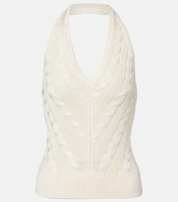  Ralph Lauren Collection Ralph Lauren Collection Cable-knit Halterneck Silk Top 