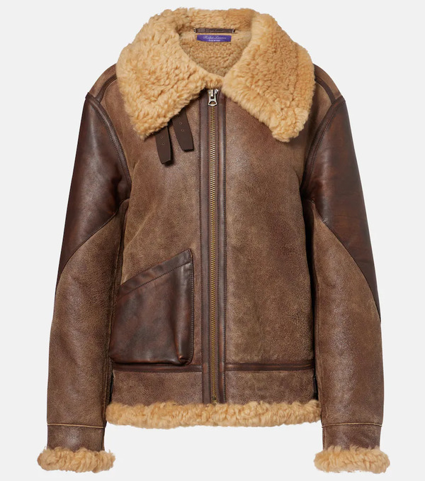  Ralph Lauren Collection Ralph Lauren Collection Shearling-trimmed Leather Jacket 
