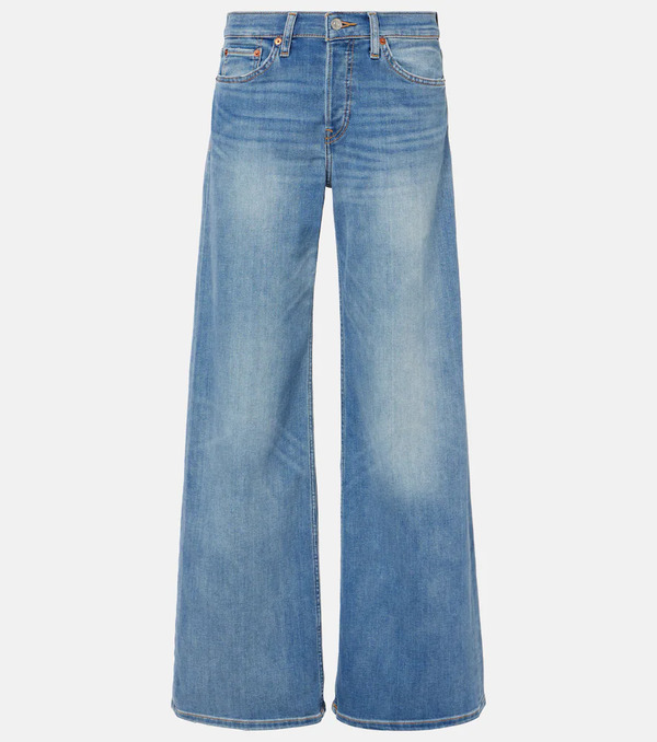  Re/done Re/done Cotton Stretch Mid-rise Wide-leg Jeans 