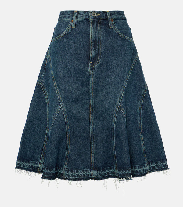  Re/done Re/done Pleated Denim Midi Skirt 