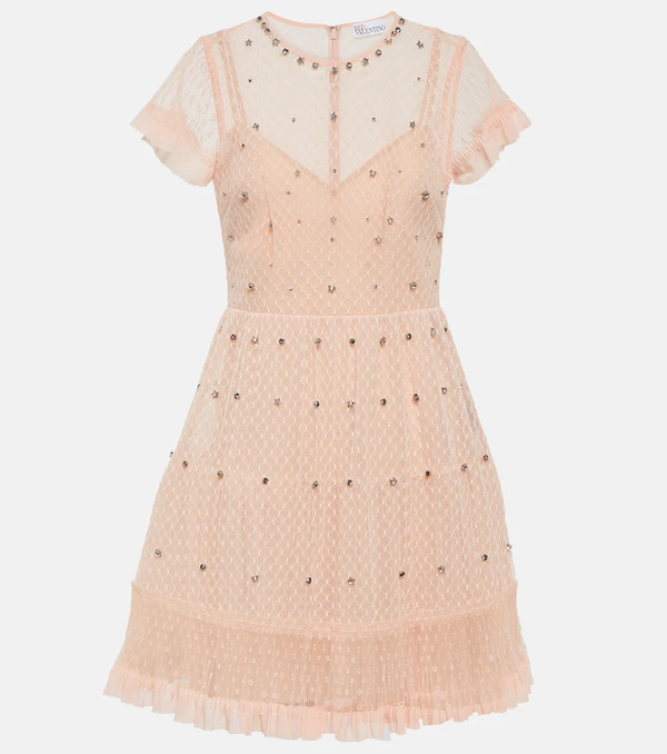  Redvalentino Redvalentino Embellished Point Dâesprit Tulle Minidress 