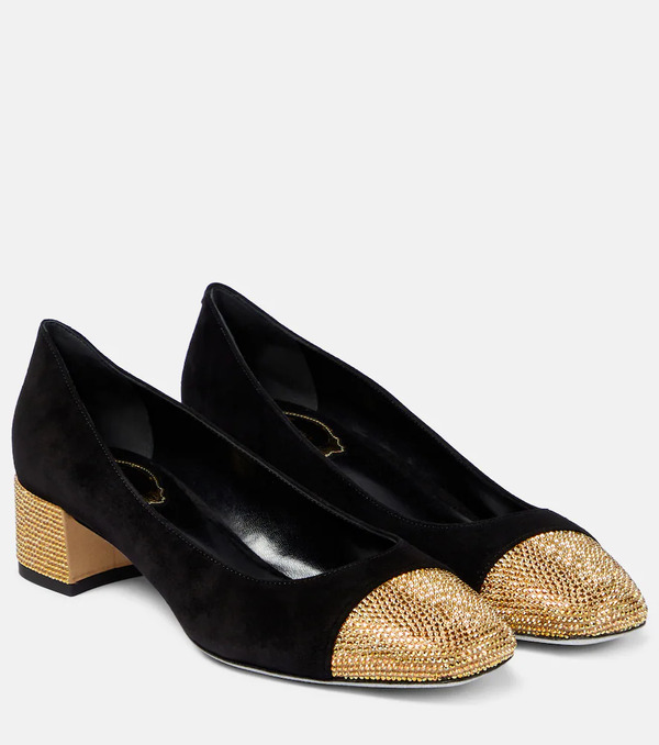  Rene Caovilla Rene Caovilla Bonnie Embellished Suede Pumps 