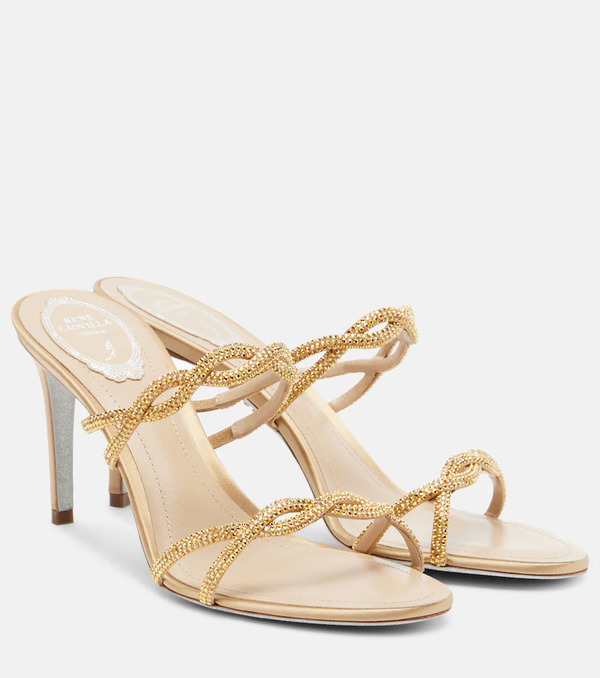  Rene Caovilla Rene Caovilla Braid Crystal-embellished Satin Sandals 