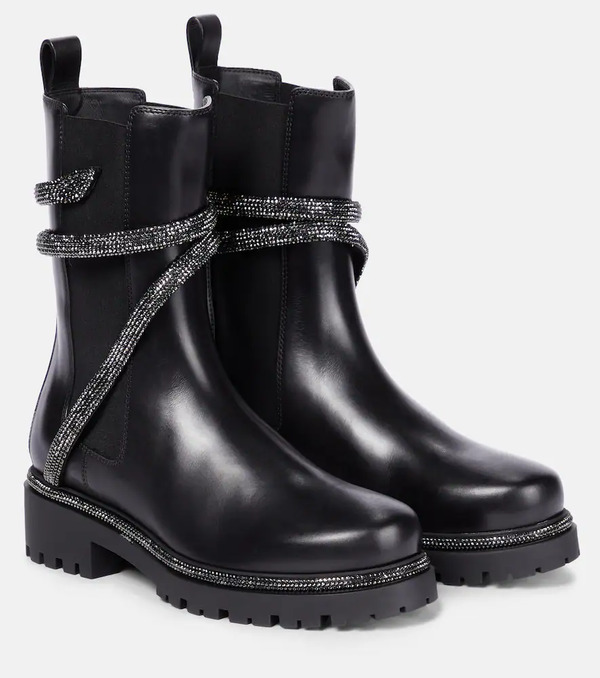  Rene Caovilla Rene Caovilla Cleo Embellished Leather Chelsea Boots 