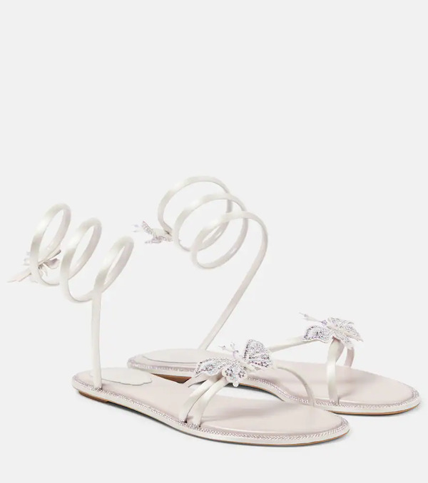  Rene Caovilla Rene Caovilla Cleo Embellished Satin Sandals 