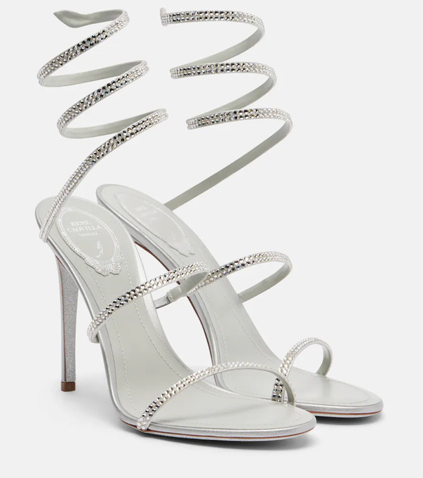 Rene Caovilla Rene Caovilla Cleo Embellished Satin Sandals 