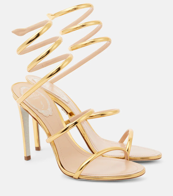  Rene Caovilla Rene Caovilla Cleo 105 Mirrored Leather Sandals 