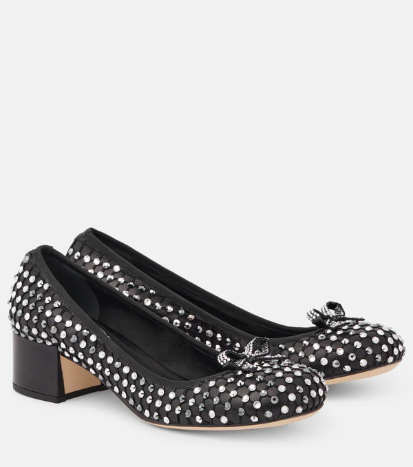  Rene Caovilla Rene Caovilla Crystal-embellished Leather Pumps 
