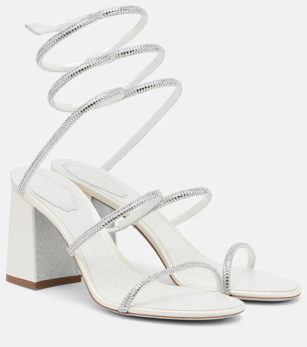  Rene Caovilla Rene Caovilla 80 Embellished Satin Sandals 