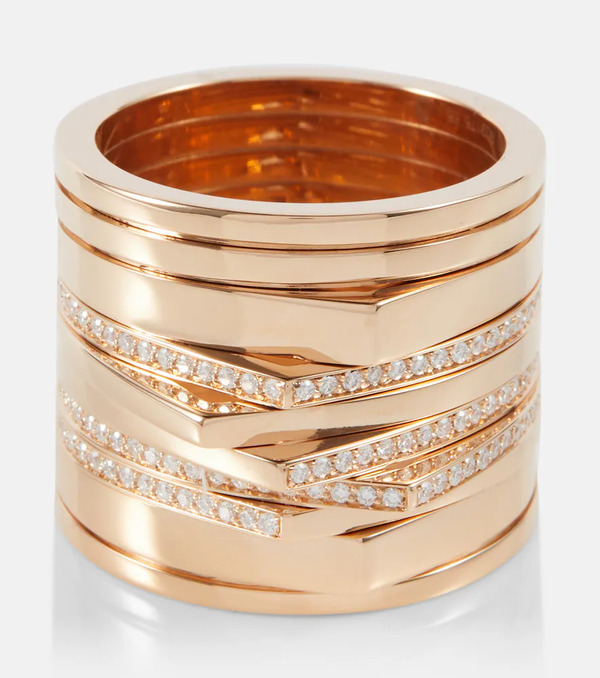 Repossi Repossi Antifer 18kt Rose Gold Ring With Diamonds 