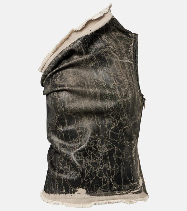  Rick Owens Rick Owens Athena Printed One-shoulder Denim Top 