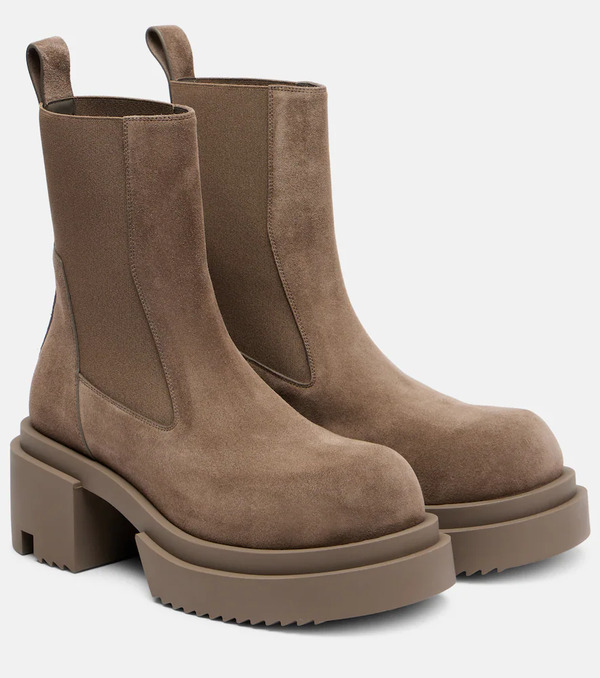  Rick Owens Rick Owens Beatle Suede Platform Chelsea Boots 