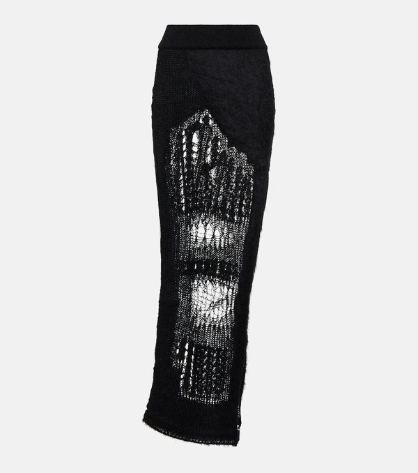  Rick Owens Rick Owens Distressed Mohair-blend Maxi Skirt 