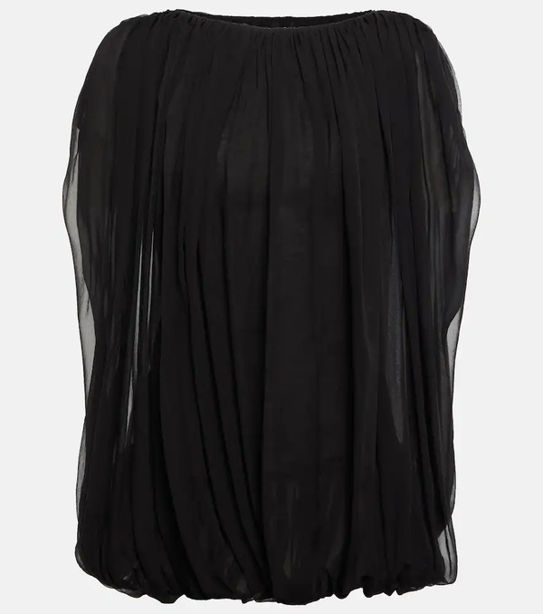  Rick Owens Rick Owens Gathered Silk Chiffon Top 